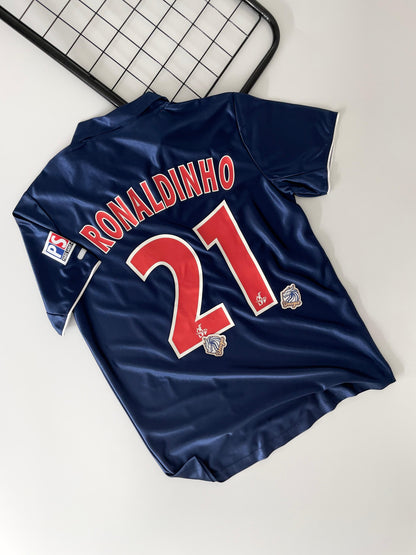 CAMISA RETRÔ PSG I 2001/02 + (RONALDINHO #21)