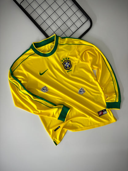 CAMISA RETRÔ MANGA LONGA BRASIL I COPA DO MUNDO 1998